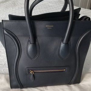 Celine Smooth Calfskin Mini Luggage Navy Blue